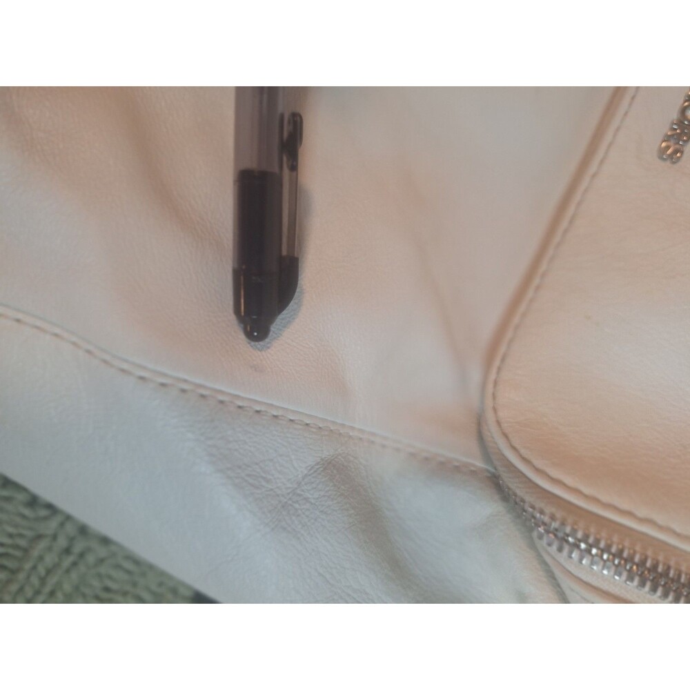 MICHAEL KORS BACKPACK IVORY PEBBLE LEATHER SILVER ZIP READ - Picture 10 of 15